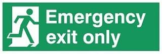 Viking Signs SB415-L31-V Landscape"Exit For Emergency Use Only" Sign, Vinyl, 100 mm H x 300 mm W,Green