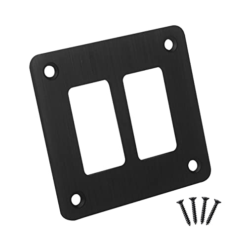 Image of 2 Gang Rocker Switch Panel Housing Waterproof Black Aluminum Mounting Bracket for Car Camper Marine Boat Carling Rocker Switch Install