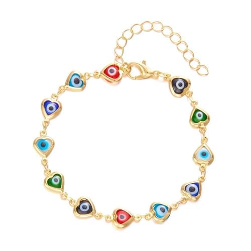 Gold Cherry Bracelet Evil Eye Heart