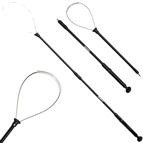 Aquatic Hunt 2-Piece Lobster Snare 36 Aluminum Pole 26 Wide Loop (6.5 Opening) for Big Lobster Travel-Ready Break-Down Design Silicone Grip on Cable Heavy Duty Scuba Diving Tool (Black)