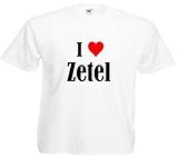 Camiseta I Love Zetel para mujer, hombre y niños en los colores negro, blanco y rosa. Blanco XXL