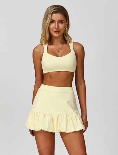 2 Peice Tennis Dress for Women Compression Sleeveless Cutout Sports Bra and Bubble Skirt Active Yoga Golf Outfits3