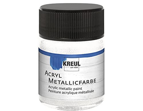 Kreul 77579 - Acrylique Métallique, 50 ml verre en blanc nacré, peinture acrylique glamour à effet métallique à base d'eau, couvrant comme une crème, séchage rapide et résistant à l'eau