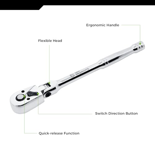 Image of Der Erwachte 3-Piece Flex-Head Ratchet Set, 1 /4 inch, 3 /8 inch, 1 /2 inch Drive Ratchet, 72-Tooth with Quick-Release Reversible Design, Chrome Alloy Made, Fully Polished,with EVA Foam