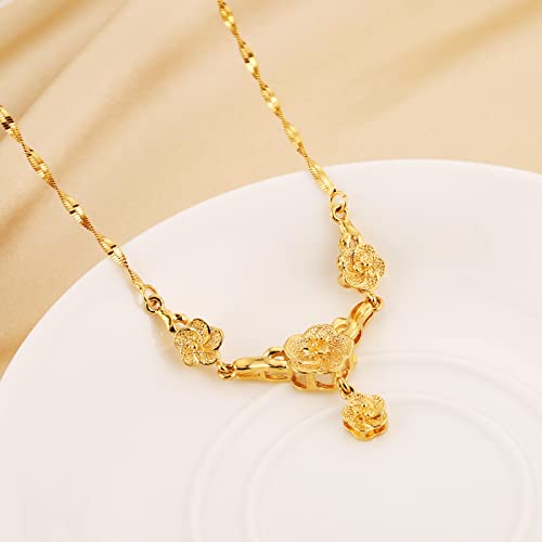 Hzman 14K Gold Plated Peony Flower Necklace For Women Girls Dainty Choker Necklace Jewelry Wedding Valentine's Day Gift #TOP2