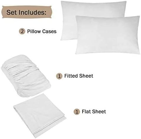 Miniatura 2 de Sábanas para cama de tamaño Queen, juego de sábanas de 4 piezas de algodón egipcio de alta calidad, 100% algodón egipcio, ropa de cama de lujo de