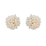 1 Pair Pearl Earrings for Women, Vintage Boho Big Pearls Stud Earrings, Simulated Pearl Earrings for Bridal Bridesmaid Jewelry for Weddings Anniversaries & Parties, Big Earring for Girl Decoration