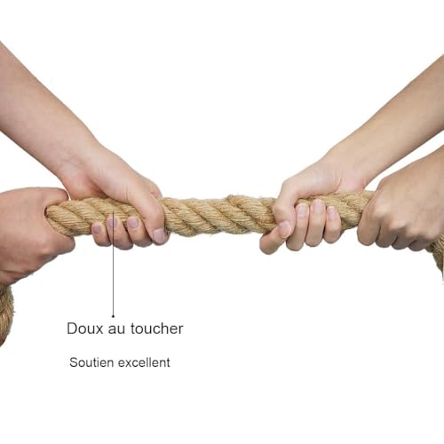 Aoneky Gym Climbing Rope with Clip, 30mm/40mm /50mm, 3-9M, Jute Battle Rope for Training, Fitness, Strengthen Muscle Power Inddor Outdoor - Image 4