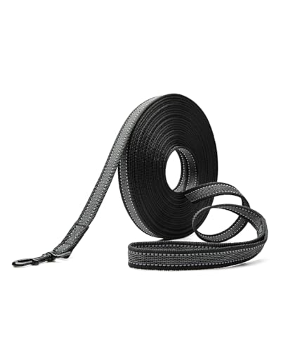 Toozey Guinzaglio da traino per cani di piccola e media taglia con gomma antiscivolo e strisce riflettenti, 5 m 10 m Guinzaglio lungo e resistente in nylon morbido per cani e guinzaglio da