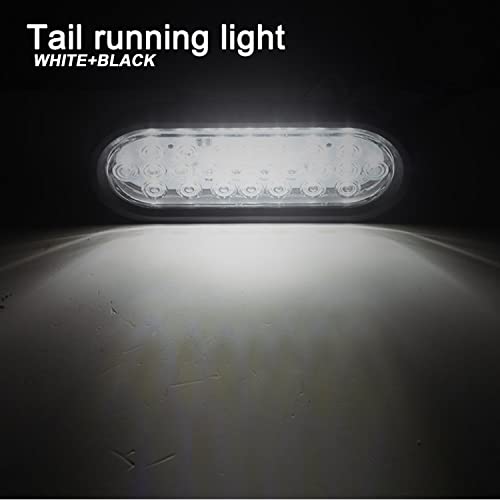 Konrali 4Pcs 6“ Oval White LED Trailer Tail Lights 24 LED, 6 Oval Led Trailer Backup Reverse Lights Tail Fog Running Lights w/Grommets and 3 Wire Prong Pigtails Waterproof
