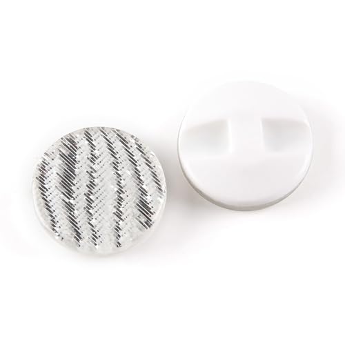 10 Pcs Round Resin Buttons Striped Buttons for Overcoat Sewing Accessories (White, 15mm)