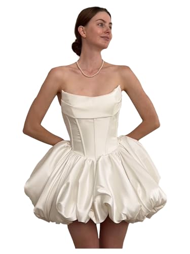 Image of Simple Tulle Short Wedding Dresses for Bride Elegant Spaghetti Straps Tea Length Bridal Shower Dress for Women