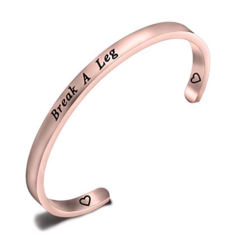 Image of CENWA Theatre Jewelry Theatre Drama Gift Break A Leg Keychain Drama Mask Bracelet Jewelry Tragedy and Comedy Jewelry(Break A Leg cuff -RG)