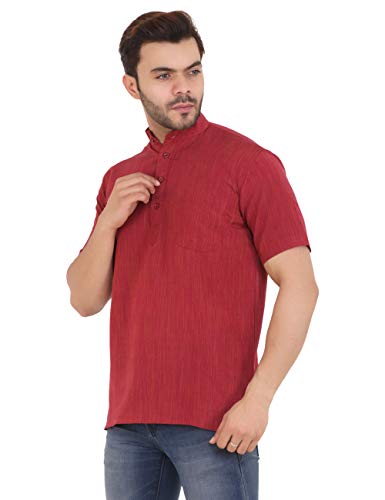 Image of LATEST CHIKAN Men's Cotton Regular Textured Short Kurta Half Sleeves - (SK-DJ)
