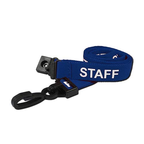 Identity-Plus: Blue Pre-Printed Staff Lanyard with Plastic J Clip (50)