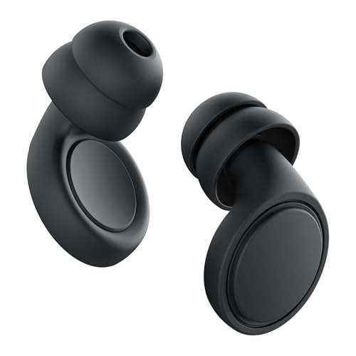 Jayine Ohrstöpsel zum Schlafen, Weiche Vollsilikon Ohrenstöpsel Geräuschreduzierende 30dB, Wiederverwendbare Gehörschutz Ohrstöpsel für Konzert, Fokus, Reisen - Schwarz