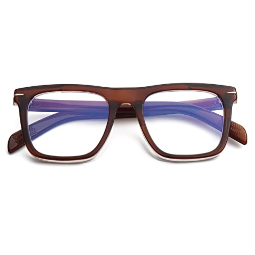 Image of JOVAKIT Square Frame Glasses for Women Men Non-prescription Clear Lens Eyeglasses Anti-Blue Light Lens Eyewear
