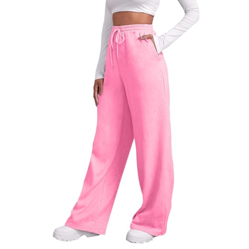 Jogginghose Damen Sporthose Baggy Traininghose Lang Baumwolle Sweathose High Waist Sweatpants Sport Hosen Damen Freizeithose Bequeme Stoffhose Lockere Jogpants mit Taschen Rosa S Jogginghose Damen Sporthose Baggy Traininghose Lang Baumwolle Sweathose High Waist Sweatpants Sport Hosen Damen Freizeithose Bequeme Stoffhose Lockere Jogpants mit Taschen Rosa S