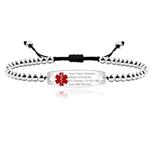 Ulovedo talla personalizada artesanal ajustable acero inoxidable Alerta médica...