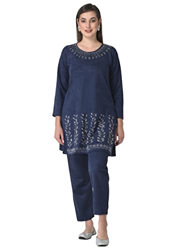 Image of FNOCKS Women's Fleece Velvet Fabric Kurta Palazzo Set with Pocket