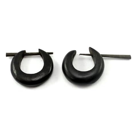 Krishna Mart India African Tribal Ebony Organic Coco Wood Round Shape Women Girls Ethnic Hand Carved Wooden Earrings Dangle Fashion Bohemian Jewelry Hippie Boho Gypsy Coconut Loco Fake for Yoga Sew_55 Cover