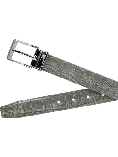 CTM Big & Tall Leather Croc Print Dress Belt with Clamp On Buckle4