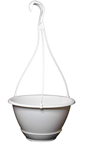 10" White Plastic Hanging Basket with Saucer for Indoor/Outdoor Use by Koba (5) - Image 6