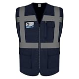 Graunton High Vis Westen, Hi Vis Westen für Männer Frauen, High Visibility Sicherheitsweste für Verkehrsmanagement, öffentliche Sicherheit, Transport, DE1-Marineblau, M.