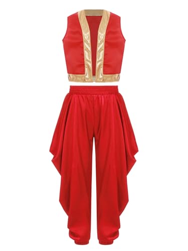 Costume de prince arabe en satin rouge pour briller au carnaval en taille 170-176