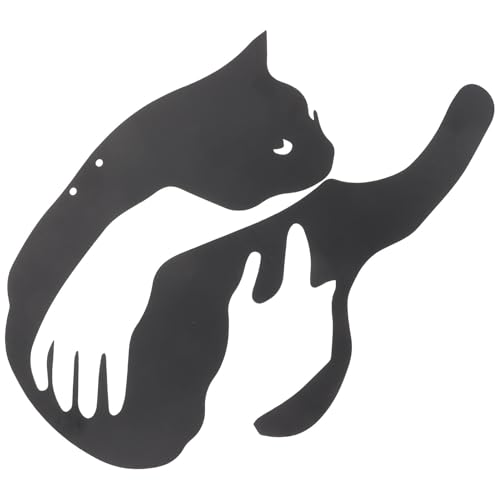 Décoration murale en fer forgé noir chat cercle extérieur pour habiller les murs du jardin