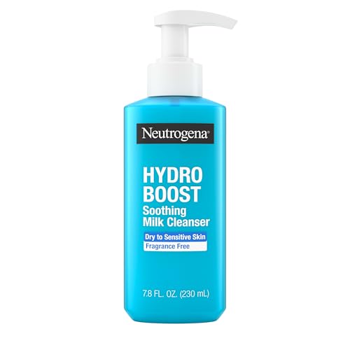 Neutrogena Hydro Boost Face Wash Soothing Milk Cleanser, Fragrance Free Hydrating Facial Cleanser With Hyaluronic Acid, Sensitive Skin Face Wash & Makeup Remover, 7.8 Fl Oz