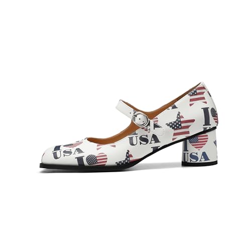 Image of Women Chunky Block High Heels Mary Janes Shoes Split Toe Tabi Shoes Ankle Strap Dress Pumps Shoes