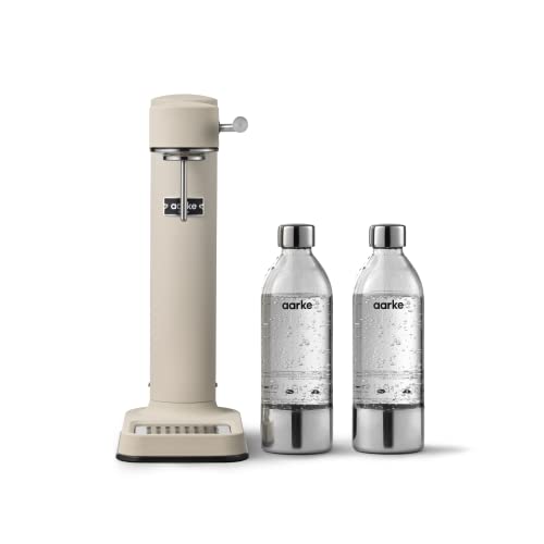 Aarke Carbonator 3, Máquina Gasificadora de Agua en Acero Inoxidable, incluye Dos Botellas (800ml), Acabado en Sand