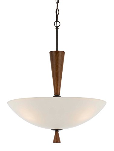 Cal Lighting FX-3528/1P Verona Glass Pendant Fixture, 60-watt x 3, Mahogany #1