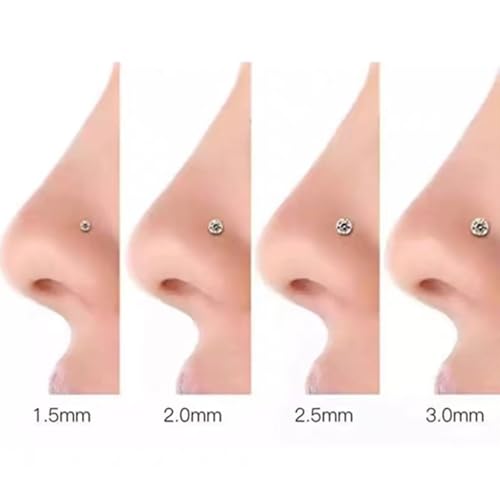 12 Pcs Nose Studs Sterling Silver Set,Hypoallergenic titanium nose stud,1.5/2.0/2.5/3.0mm Cubic Zirconia Nose Ring3