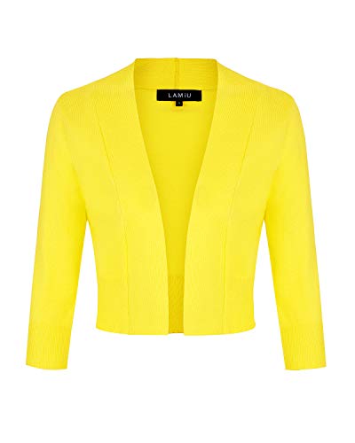 MINTLIMTI Femme Cardigan Tricoté à Manches Longues Veste Tops pour Robe Boléro Pull Jaune M Cover
