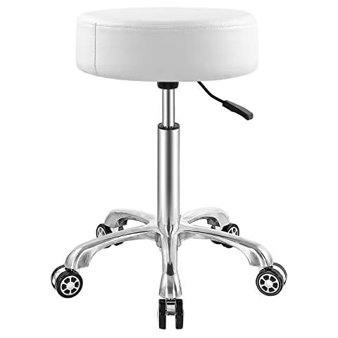 EasyLife185 Professional Swivel Rolling Stool Adjustable Height Hydraulic Stool with Wheels for Clinic Dentist Spa Massage Salons Studio (White) Cover