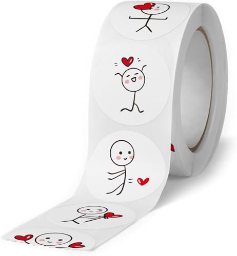 Image of Alokik Enterprise 500 Pcs Cute Cartoon Heart Watercolor Stickers, Round Decorative Adhesive Sticker for Small Business Wedding Supplies Packing Sticker Gift Wrap (1 x Decorative Sticker Roll)