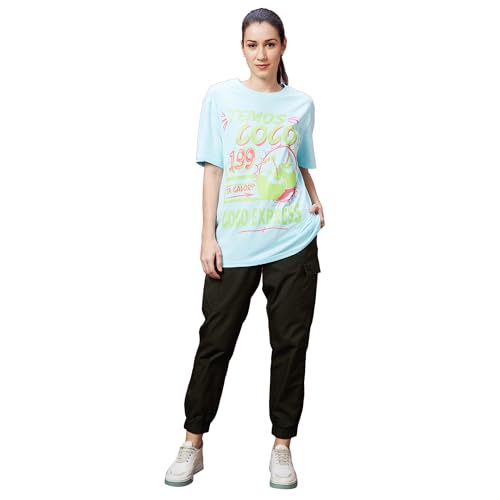 Image of Globus Women Pink Boxy Fit Typography Cotton T-Shirt-3639407001
