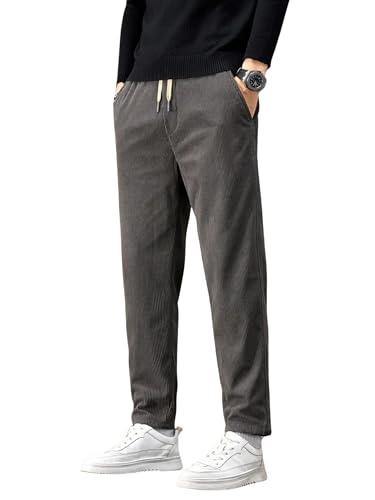Image of Samfor Men's Comfortable Corduroy Pants | Relaxed Fit Stretch Waist Trousers for Everyday Wear
