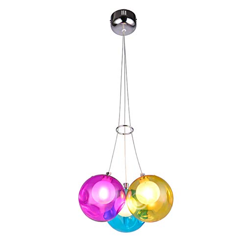 Candelabro de globo de vidrio esférico con 3 luces G4 de colores para techo 2