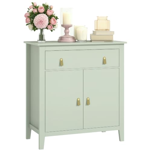 HOMCOM Aparador de 2 Puertas Moderno con Cajón 80x40x90 cm Verde Claro