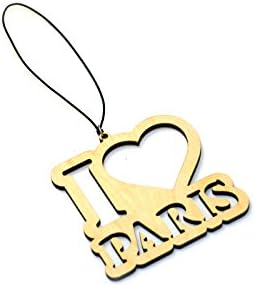 Car Rear View Mirror Wood Pendant I LOVE PARIS suitable for all makes and models Woody Hanging Auto Accessories 1 pc Car Charm Interior Styling