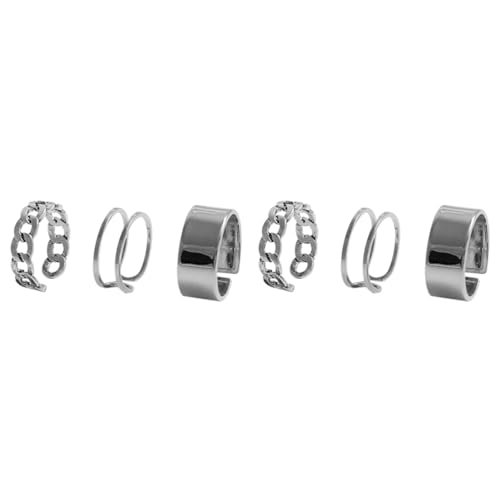 VALICLUD 2 Juegos Juego De Anillos Divididos Dimensionador Oro Women Plata Agitarse Joyería De Las Mujeres Anillos De Moda Anillo De Nudillo Simple Aleación 3 Piezas * 2