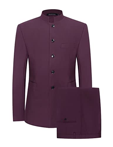 Men's Chinese Tunic Suit Mandarin Collar Blazer Men Chinese Traditional Uniform Blazer Jacket and Pants