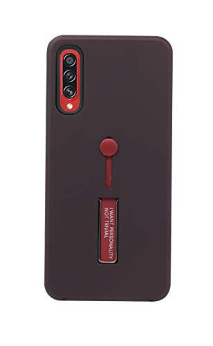 Image of Heartly Matte Finish Shockproof Dual Layer TPU + PC with Stand & Finger Holder Case Cover for Samsung Galaxy A70s / A70 - Burgundy