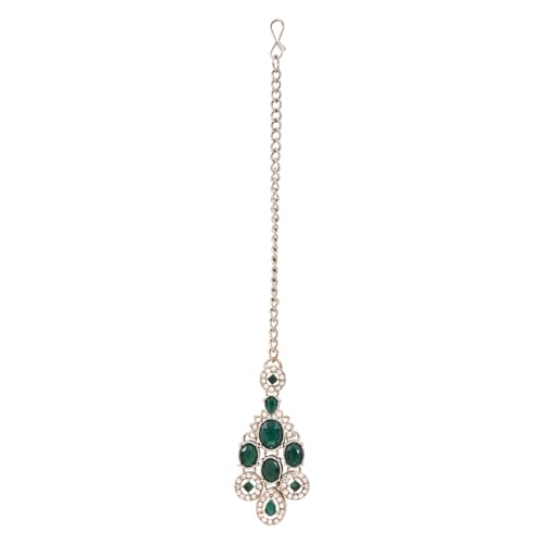 Image of I Jewels Traditional Teardrop Design & Stone Necklace Jewellery With Earrings & Maang Tikka Set for Women (IJ414)