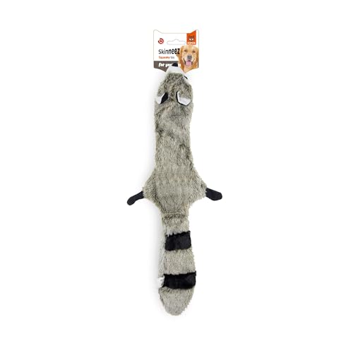 Image of BarkButler x Fofos Skinneez Stuffing Free Raccoon - Soft & Squeaky Toys for Dogs, Dog Toys for Large Dogs (5-30kgs) - Grey