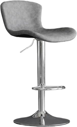 Chaise de bar pivotante grise avec dossier de luxe réglable 60-80 cm