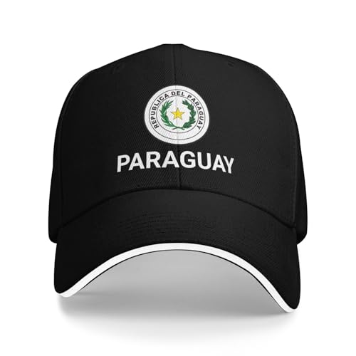 Support Paraguay - Gorra paraguaya para hombres y mujeres, con escudo de armas de Paraguay, Negro, talla única